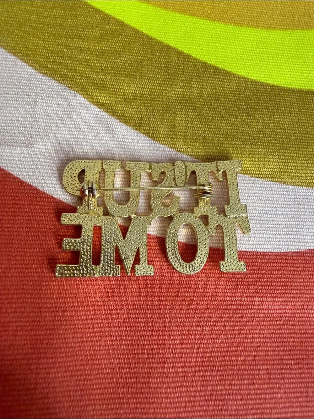It's Up To Me Vintage Gold and Rhinestone Brooch